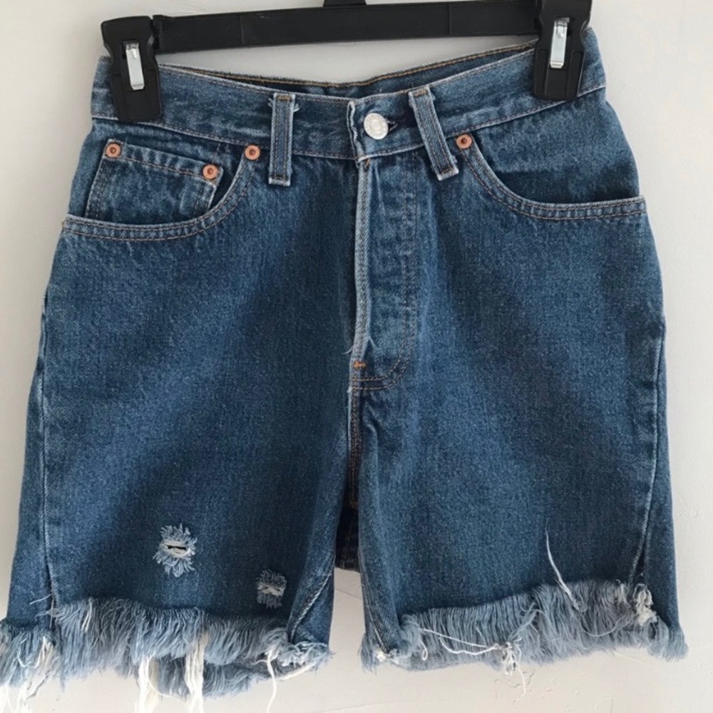 Levi’s Women’s Distressed Long Jean Shorts